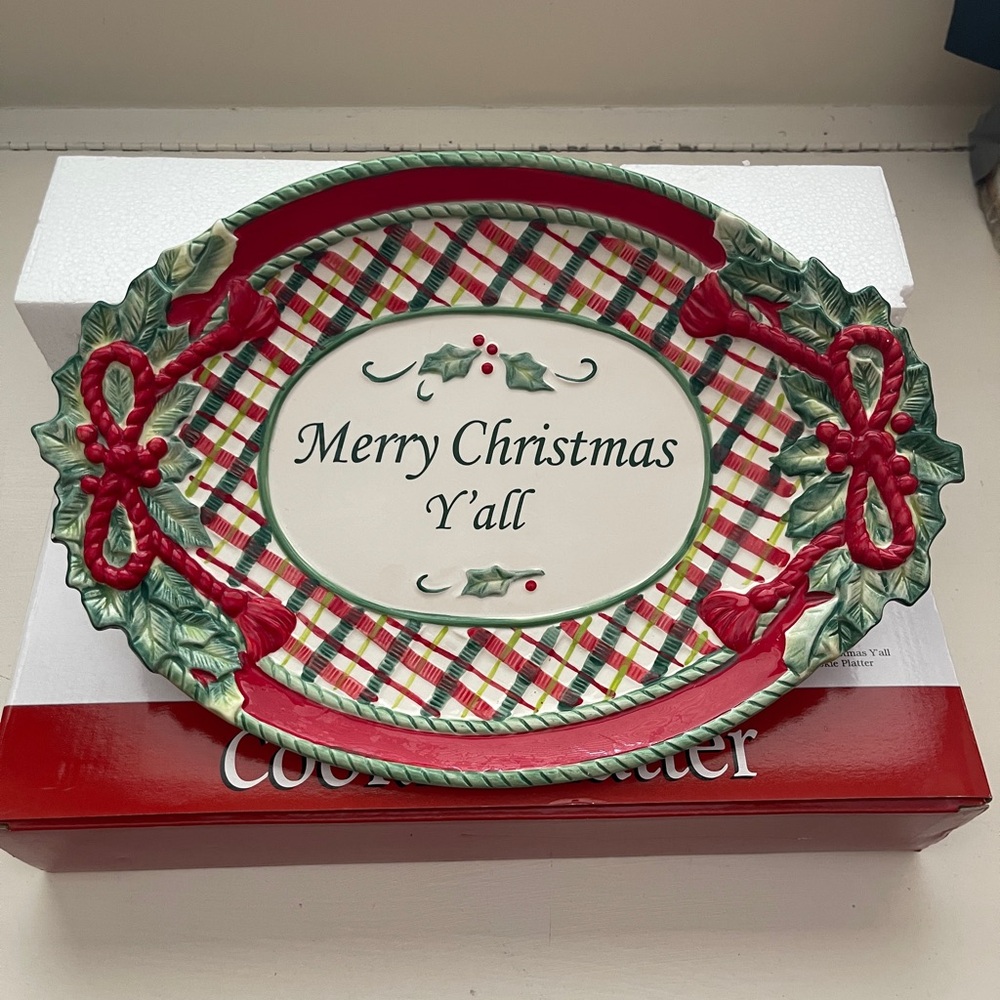 Fitz & Floyd Christmas Plaid Holiday Plate - Red and Green